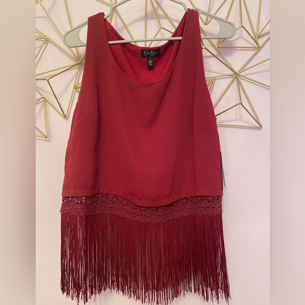 Jessica Simpson large top with tags. Crimson red.